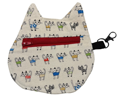 Cat Head Pouch | Notions, Coin, or Makeup Pouch Made from Japanese Fabrics in Alberta, Canada