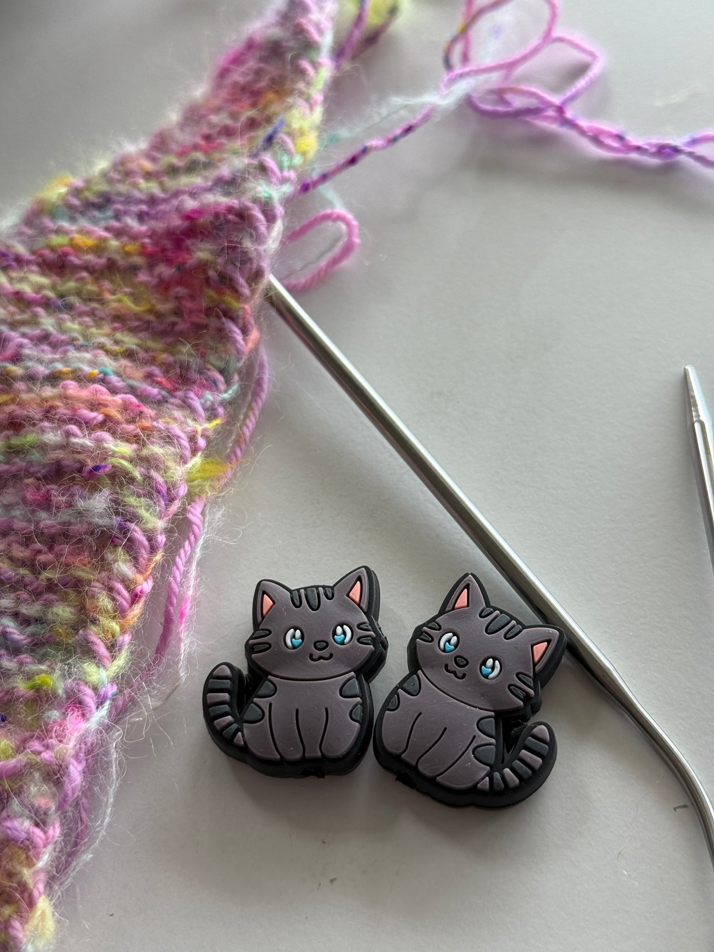 Cat Stitch Stoppers | Silicone Knitting Needle Point Protectors