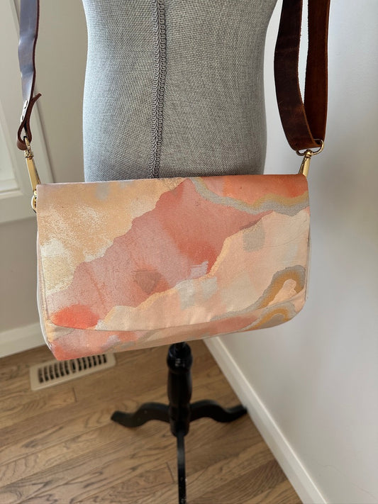 Upcycled Obi Cross Body Bag | Mineral Ripples in Pink | Glenda Purse