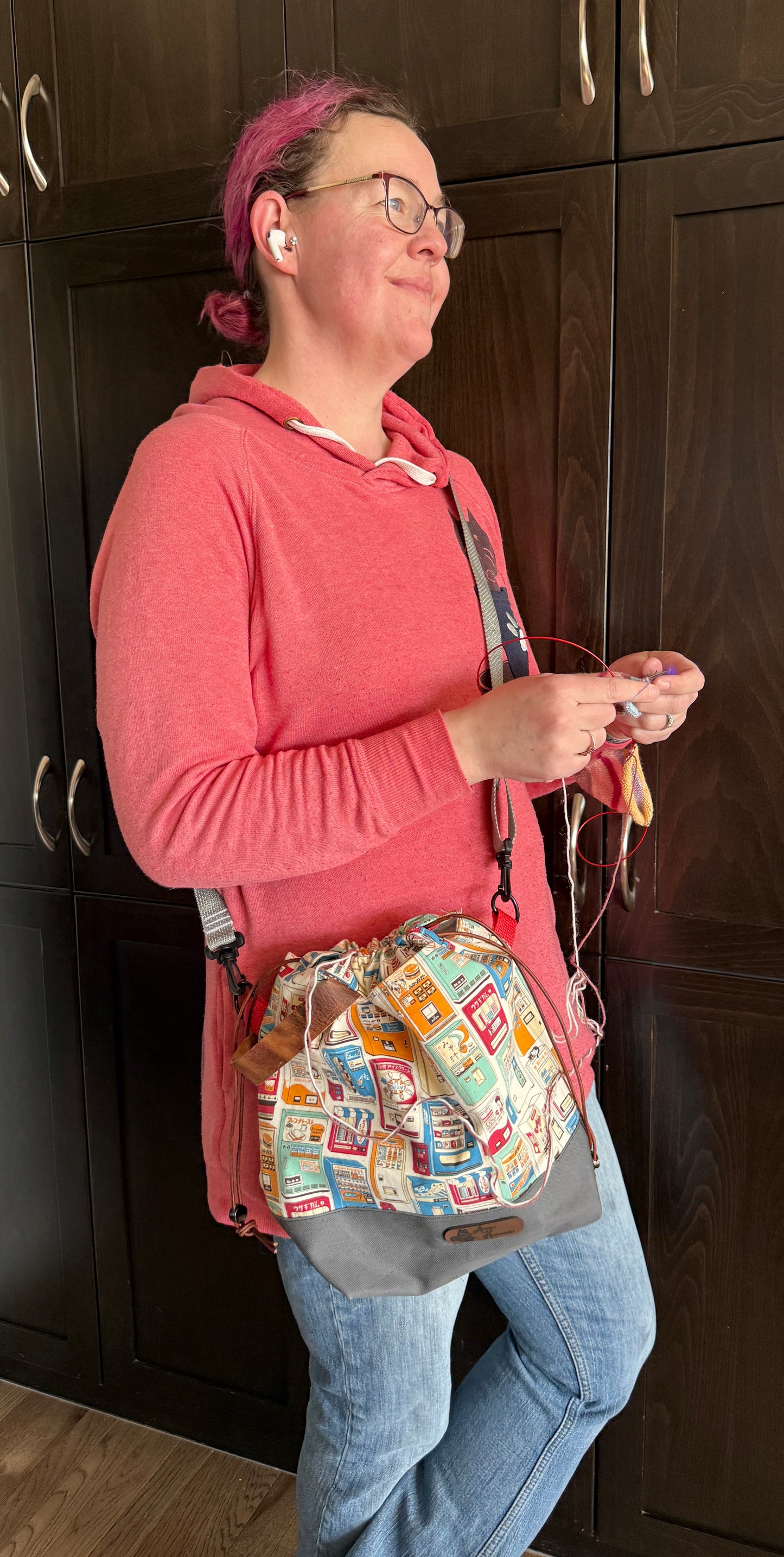 Kato Drawstring Bag | Made in Canada from Japanese Fabric | For Knitting, Crochet, and Everyday Purse Use