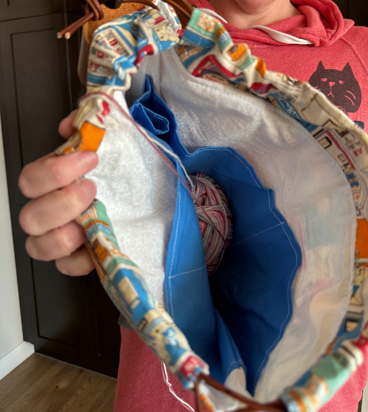 Kato Drawstring Bag | Made in Canada from Japanese Fabric | For Knitting, Crochet, and Everyday Purse Use