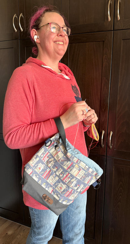 Kato Drawstring Bag | Made in Canada from Japanese Fabric | For Knitting, Crochet, and Everyday Purse Use