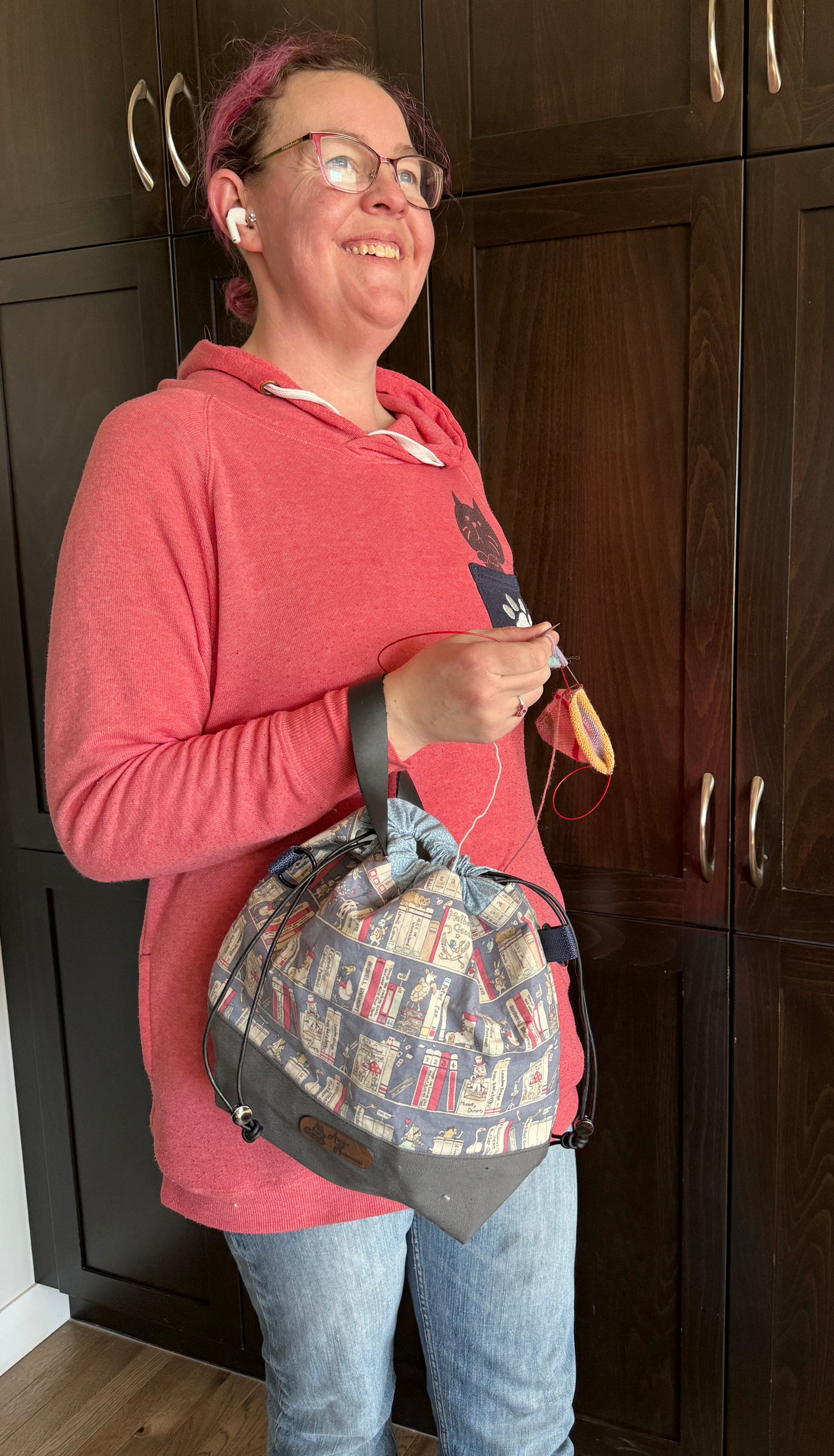 Kato Drawstring Bag | Made in Canada from Japanese Fabric | For Knitting, Crochet, and Everyday Purse Use
