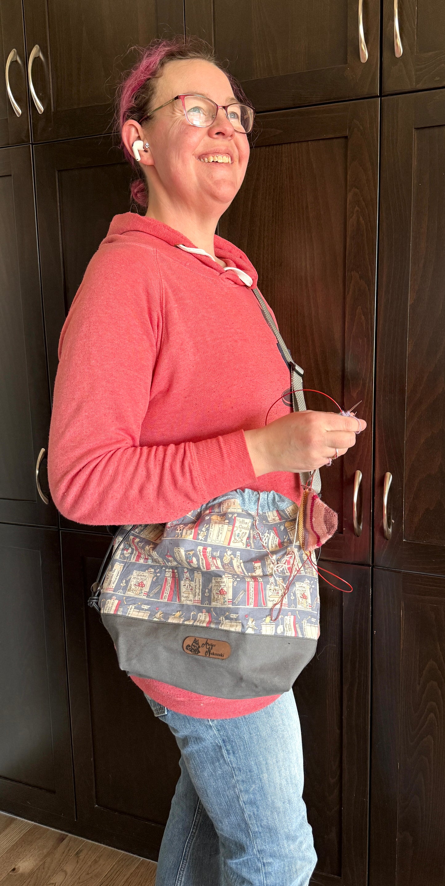 Kato Drawstring Bag | Made in Canada from Japanese Fabric | For Knitting, Crochet, and Everyday Purse Use
