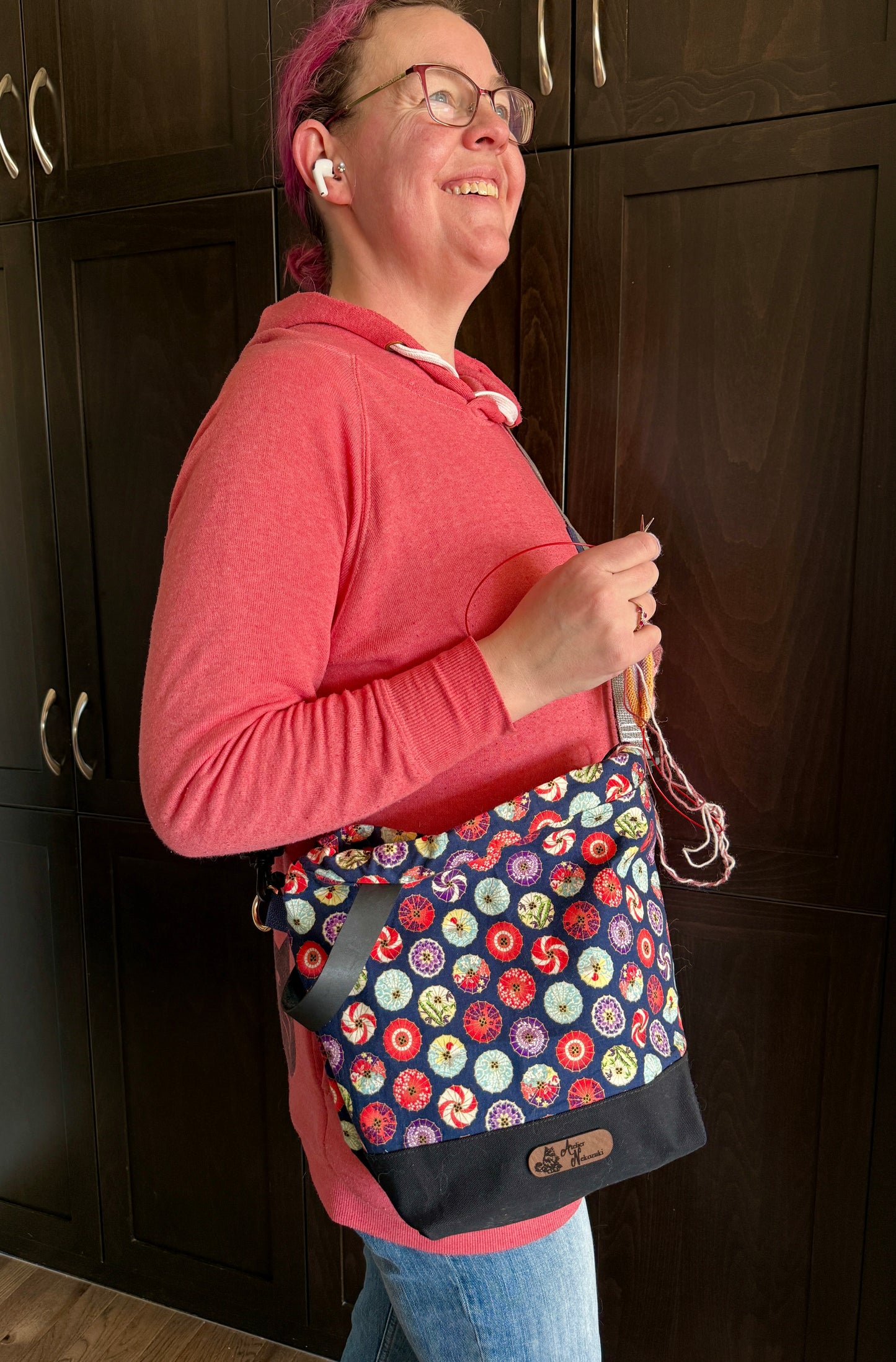 Kato Drawstring Bag | Made in Canada from Japanese Fabric | For Knitting, Crochet, and Everyday Purse Use