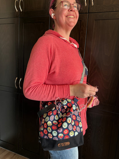 Kato Drawstring Bag | Made in Canada from Japanese Fabric | For Knitting, Crochet, and Everyday Purse Use