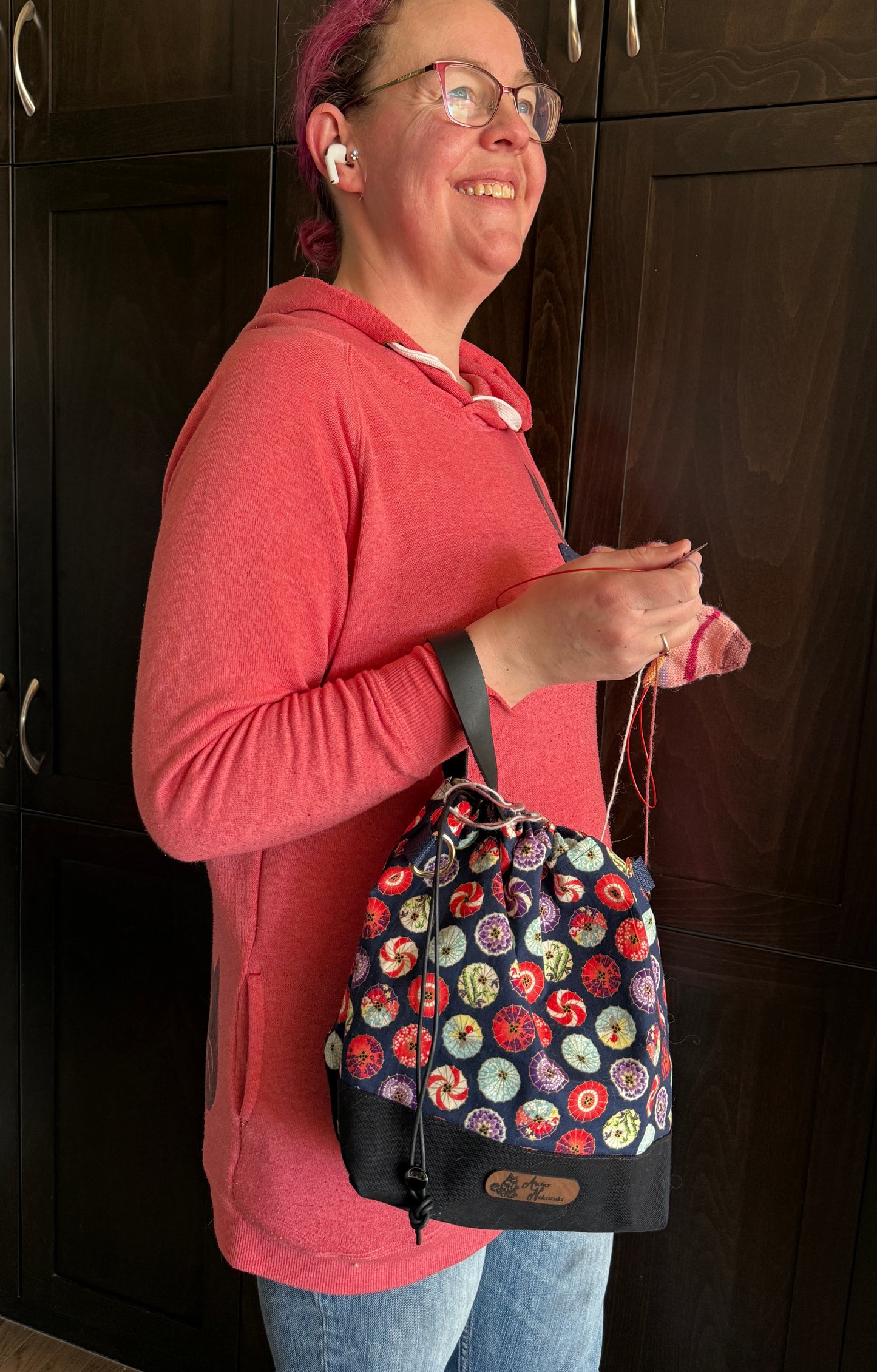 Kato Drawstring Bag | Made in Canada from Japanese Fabric | For Knitting, Crochet, and Everyday Purse Use