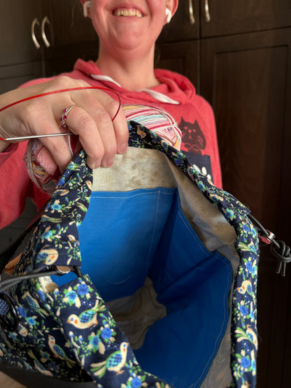 Kato Drawstring Bag | Made in Canada from Japanese Fabric | For Knitting, Crochet, and Everyday Purse Use