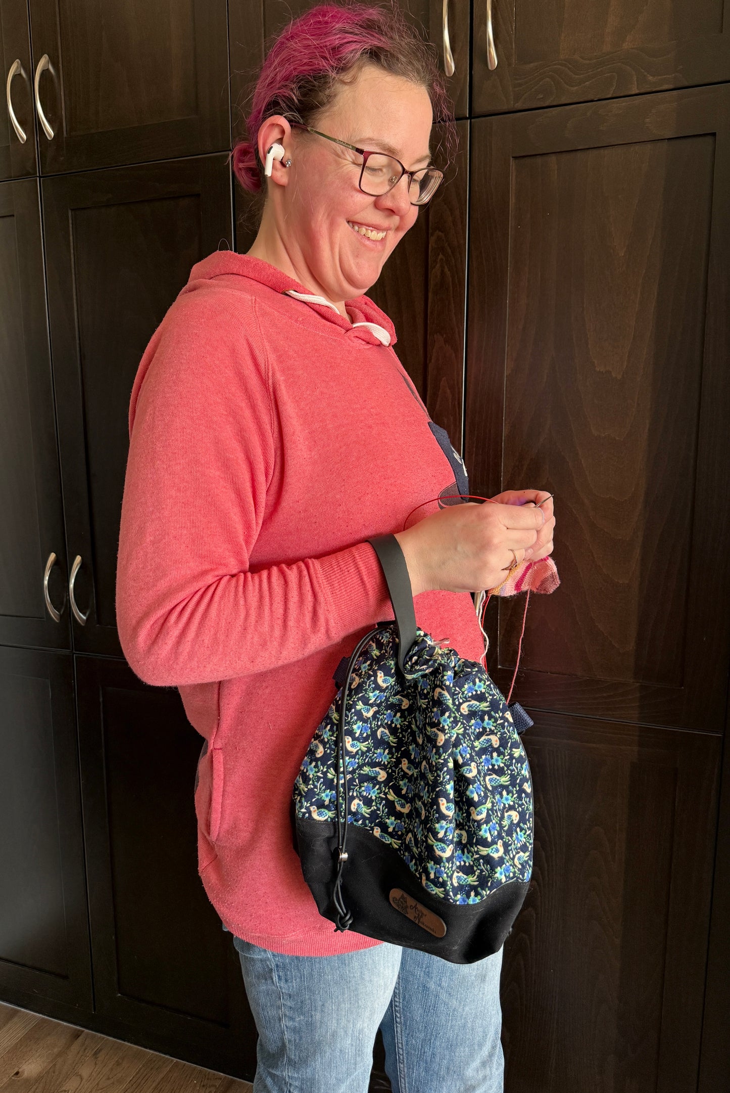 Kato Drawstring Bag | Made in Canada from Japanese Fabric | For Knitting, Crochet, and Everyday Purse Use