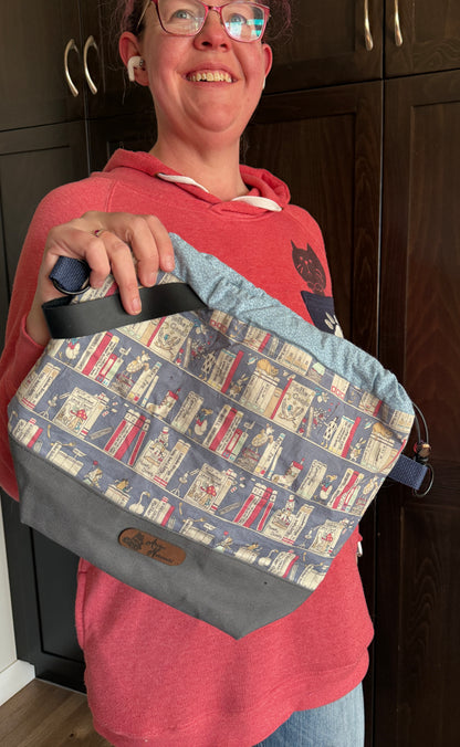 Kato Drawstring Bag | Made in Canada from Japanese Fabric | For Knitting, Crochet, and Everyday Purse Use
