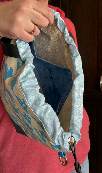 Kato Drawstring Bag | Made in Canada from Japanese Fabric | For Knitting, Crochet, and Everyday Purse Use