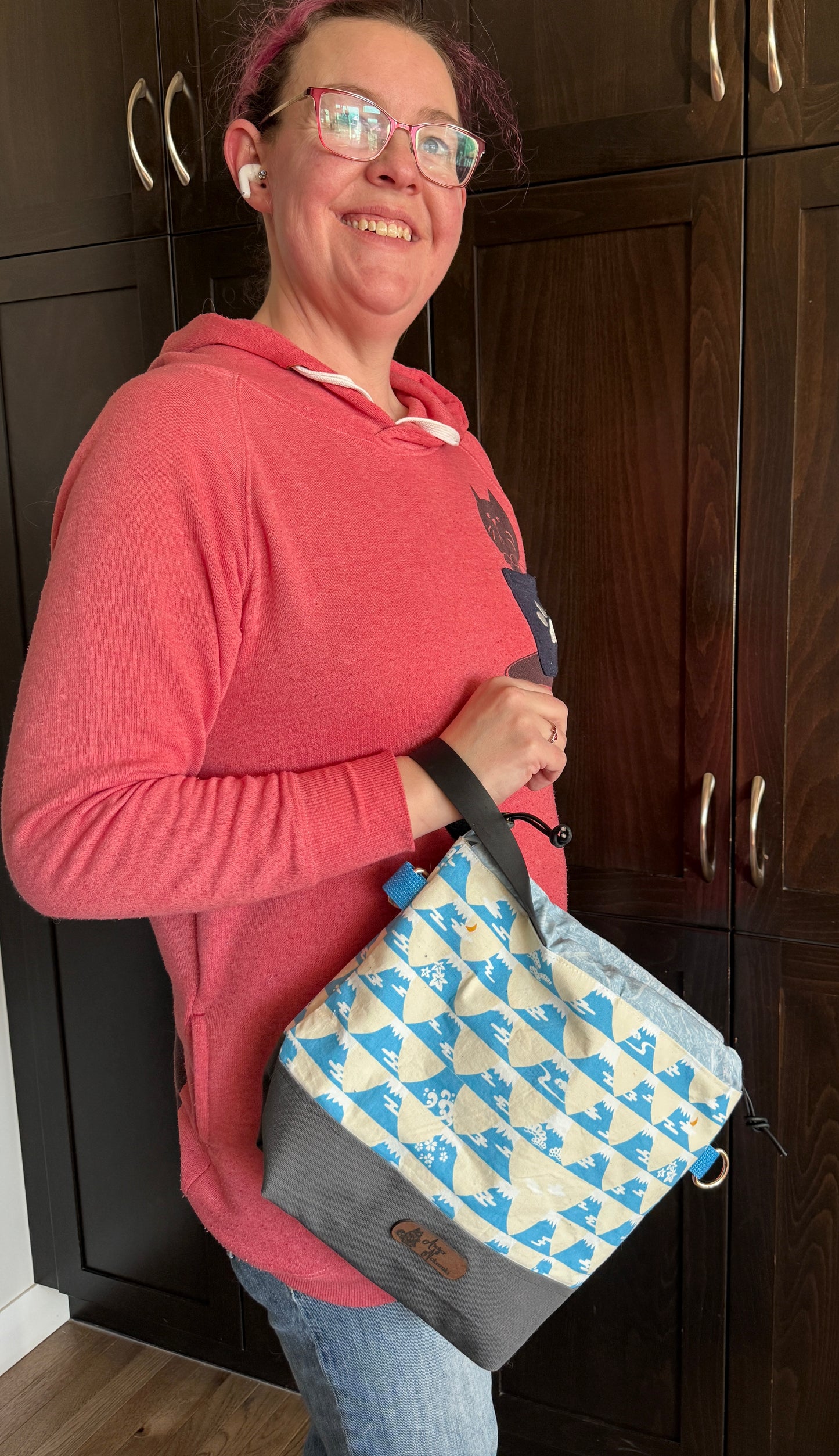 Kato Drawstring Bag | Made in Canada from Japanese Fabric | For Knitting, Crochet, and Everyday Purse Use