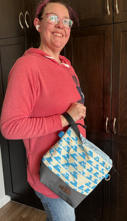 Kato Drawstring Bag | Made in Canada from Japanese Fabric | For Knitting, Crochet, and Everyday Purse Use