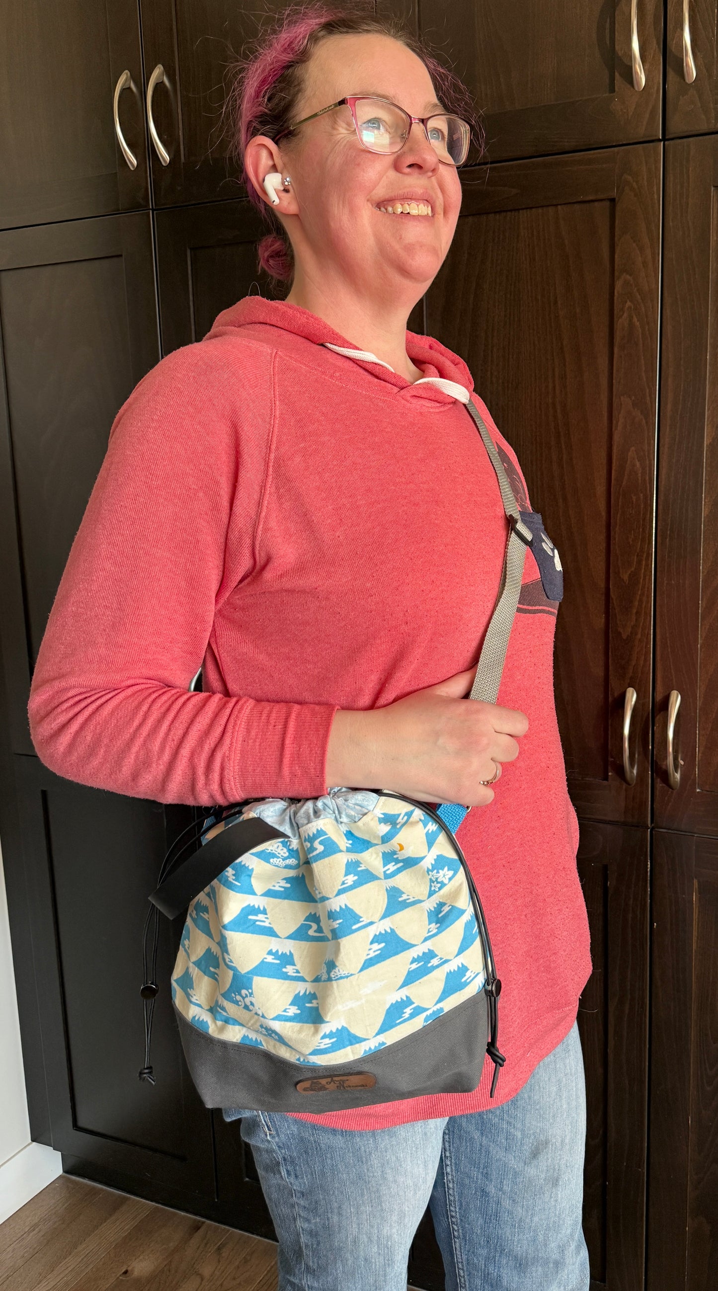Kato Drawstring Bag | Made in Canada from Japanese Fabric | For Knitting, Crochet, and Everyday Purse Use