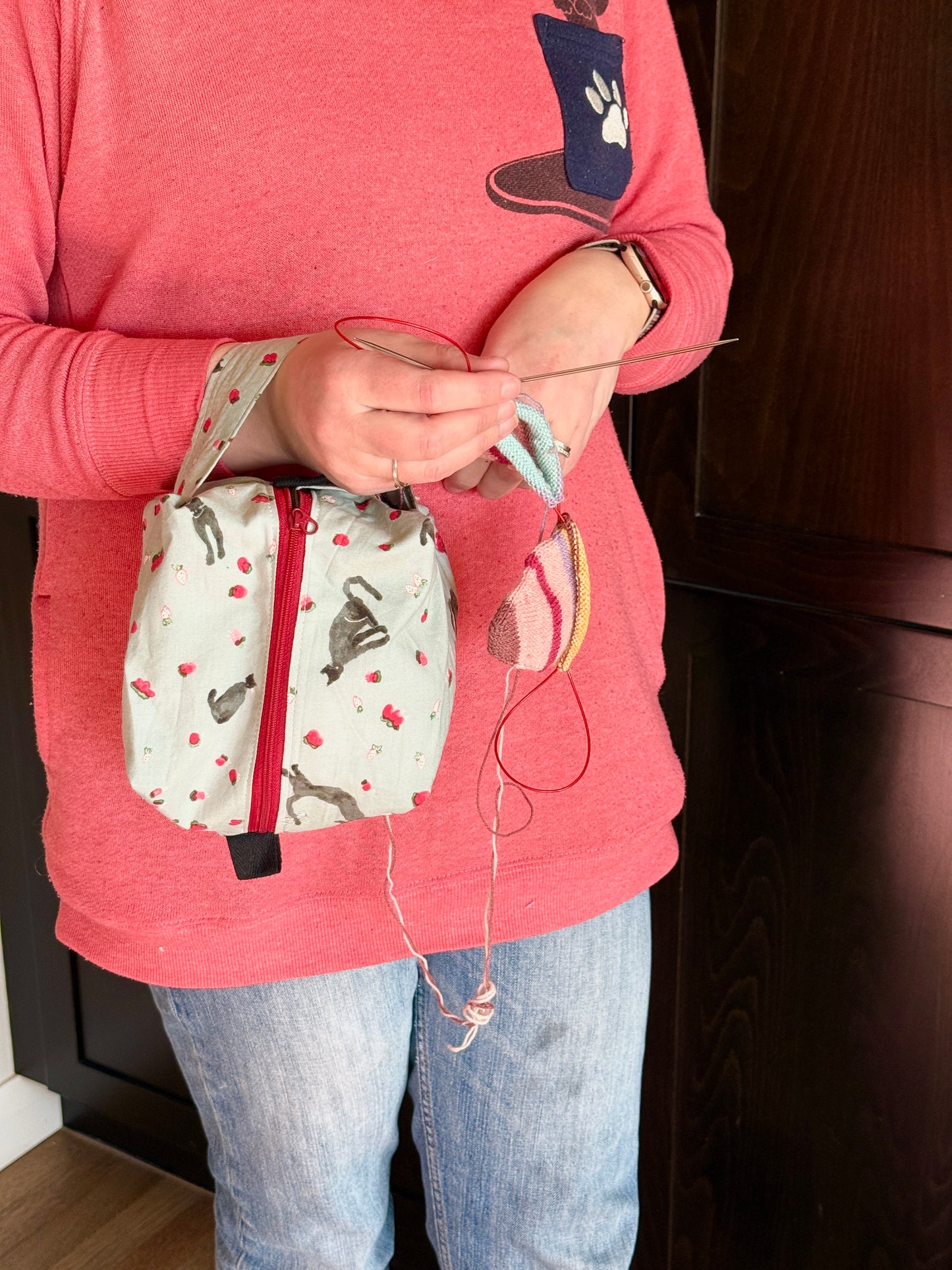 Small Box Bag | Cats | Bags for Knitting and Crocheting Made from Premium Japanese Fabrics in Alberta, Canada