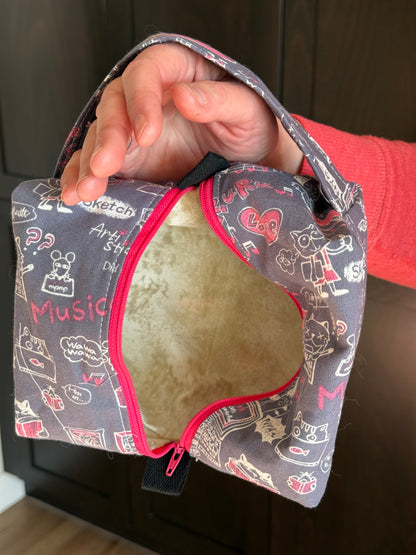 Small Box Bag | Cats | Bags for Knitting and Crocheting Made from Premium Japanese Fabrics in Alberta, Canada