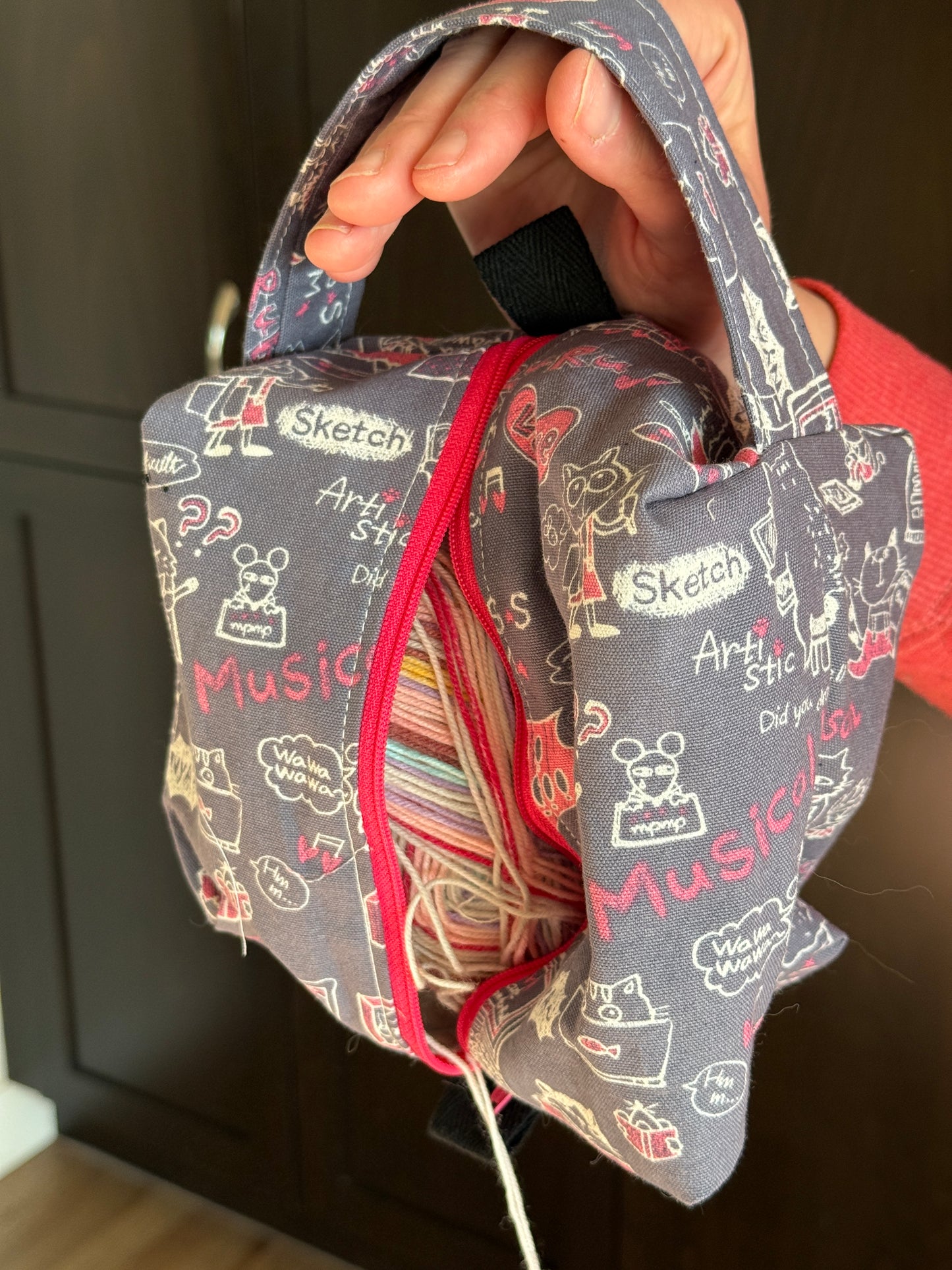 Small Box Bag | Cats | Bags for Knitting and Crocheting Made from Premium Japanese Fabrics in Alberta, Canada