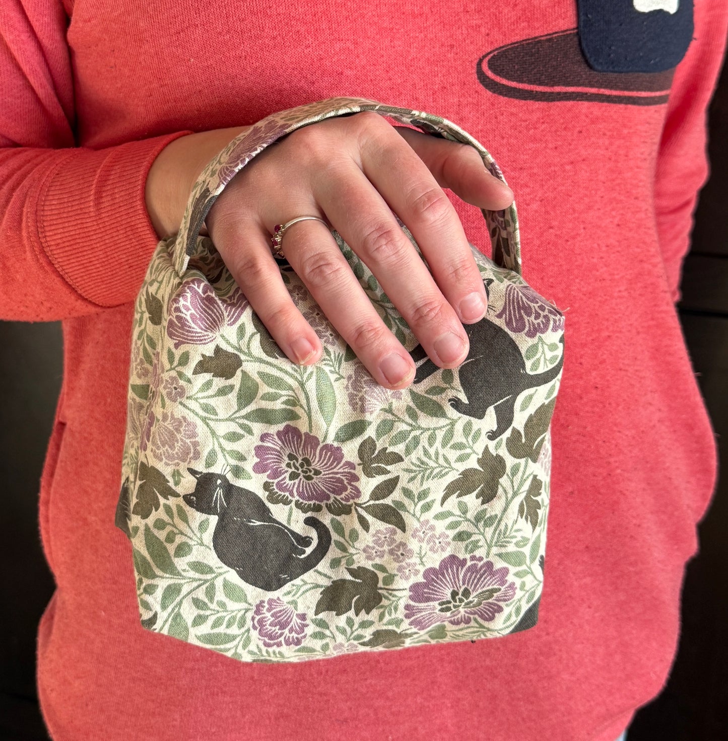 Small Box Bag | Cats | Bags for Knitting and Crocheting Made from Premium Japanese Fabrics in Alberta, Canada