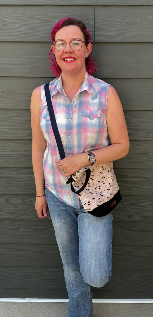 Kato Drawstring Bag | Panda Onigiri on Pink | Artisan Bags Made in Canada from Japanese Fabrics