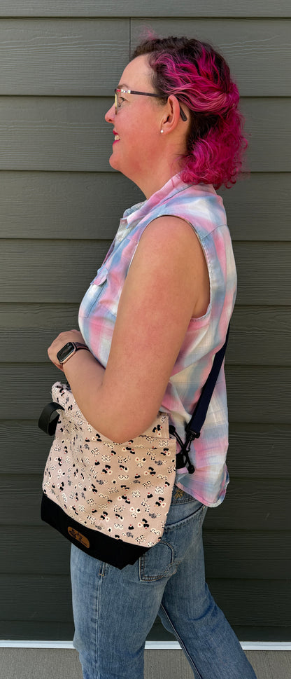 Kato Drawstring Bag | Panda Onigiri on Pink | Artisan Bags Made in Canada from Japanese Fabrics