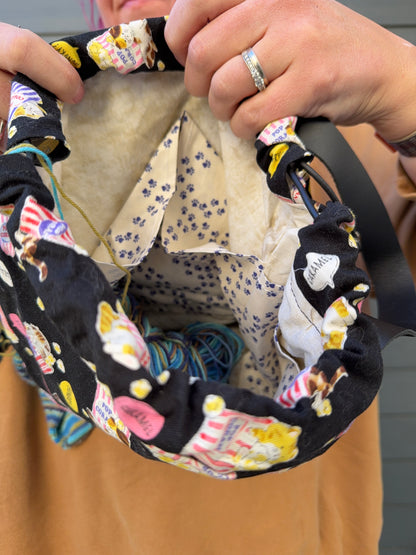 Kato Drawstring Bag | Made in Canada from Japanese Fabric | For Knitting, Crochet, and Everyday Purse Use