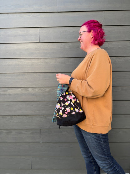 Kato Drawstring Bag | Made in Canada from Japanese Fabric | For Knitting, Crochet, and Everyday Purse Use
