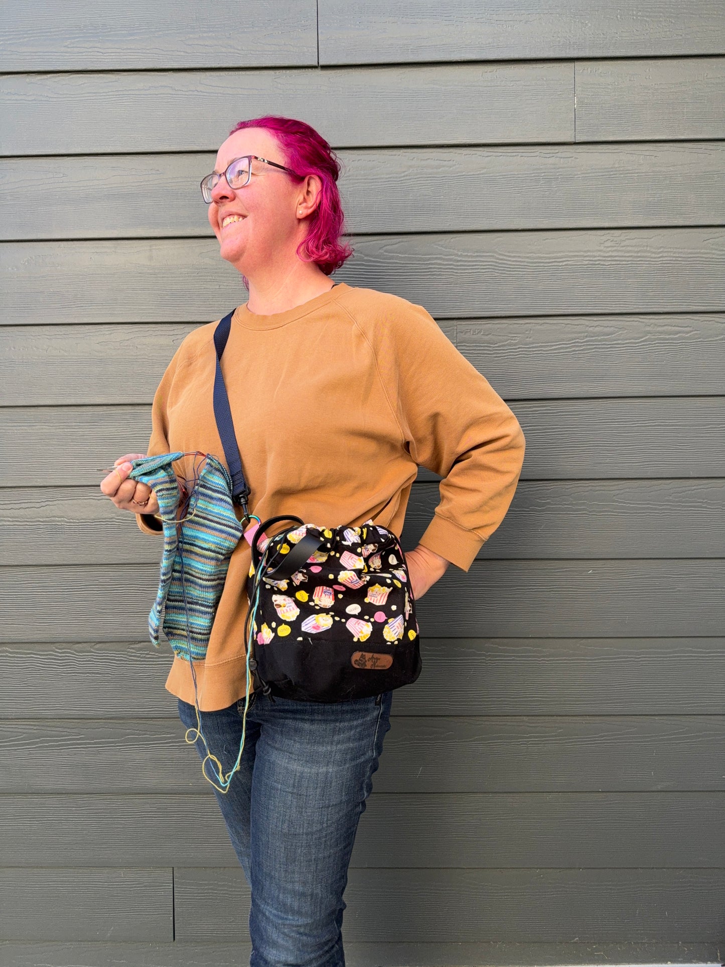 Kato Drawstring Bag | Made in Canada from Japanese Fabric | For Knitting, Crochet, and Everyday Purse Use