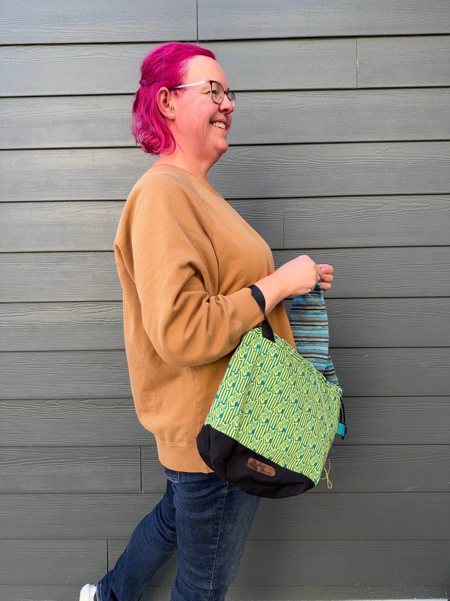 Kato Drawstring Bag | Made in Canada from Japanese Fabric | For Knitting, Crochet, and Everyday Purse Use