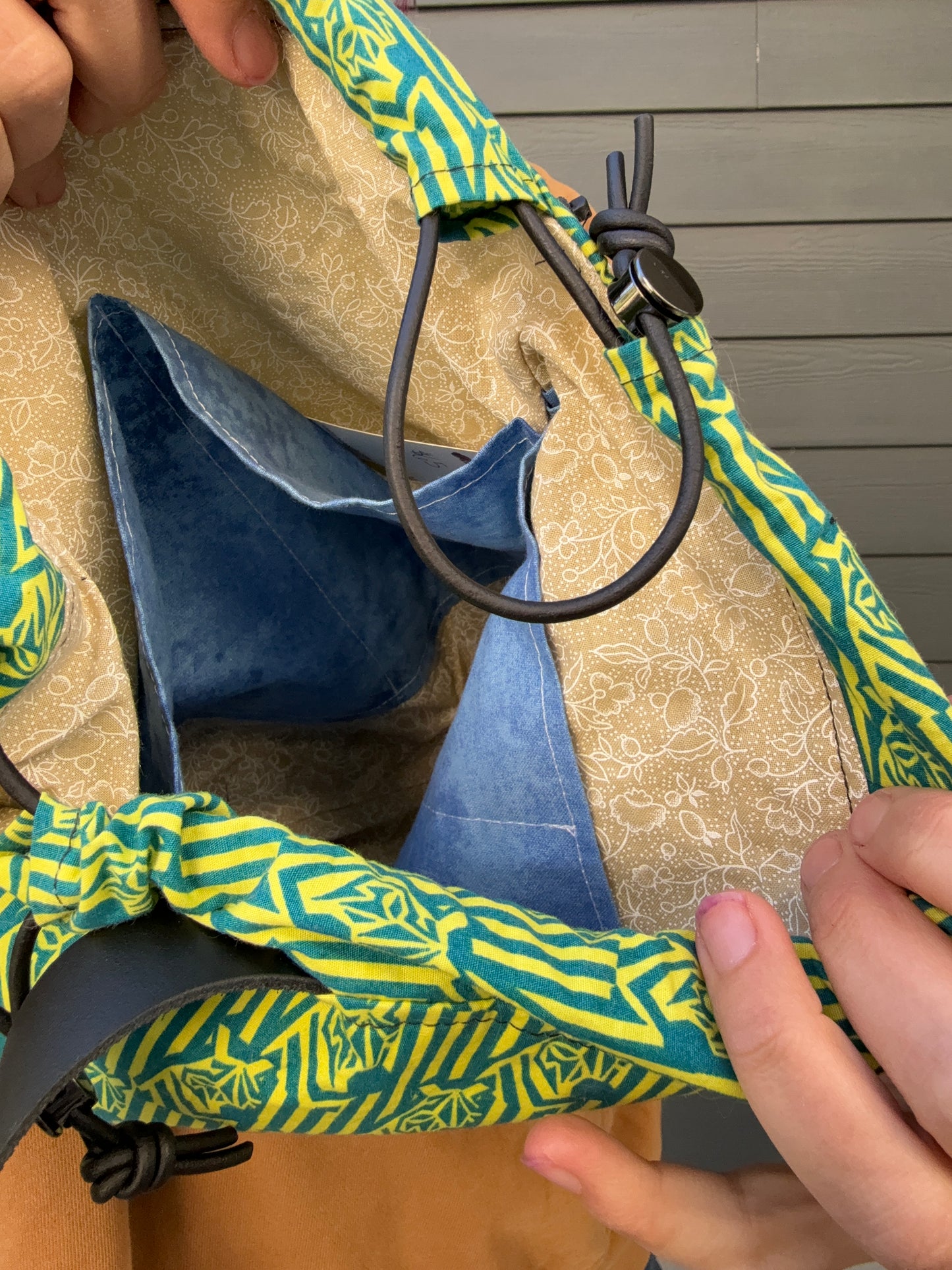 Kato Drawstring Bag | Made in Canada from Japanese Fabric | For Knitting, Crochet, and Everyday Purse Use