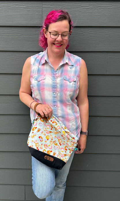 Kato Drawstring Bag | Pastry Cats on Light Blue | Small Batch Craft Bags Made in Canada from Premium Handpicked Japanese Fabrics
