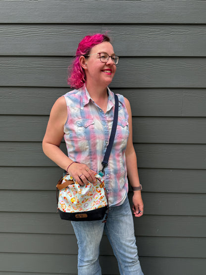 Kato Drawstring Bag | Pastry Cats on Light Blue | Small Batch Craft Bags Made in Canada from Premium Handpicked Japanese Fabrics
