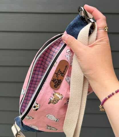 Belt Bag | Scowling Cats in Sunglasses on Pink |
