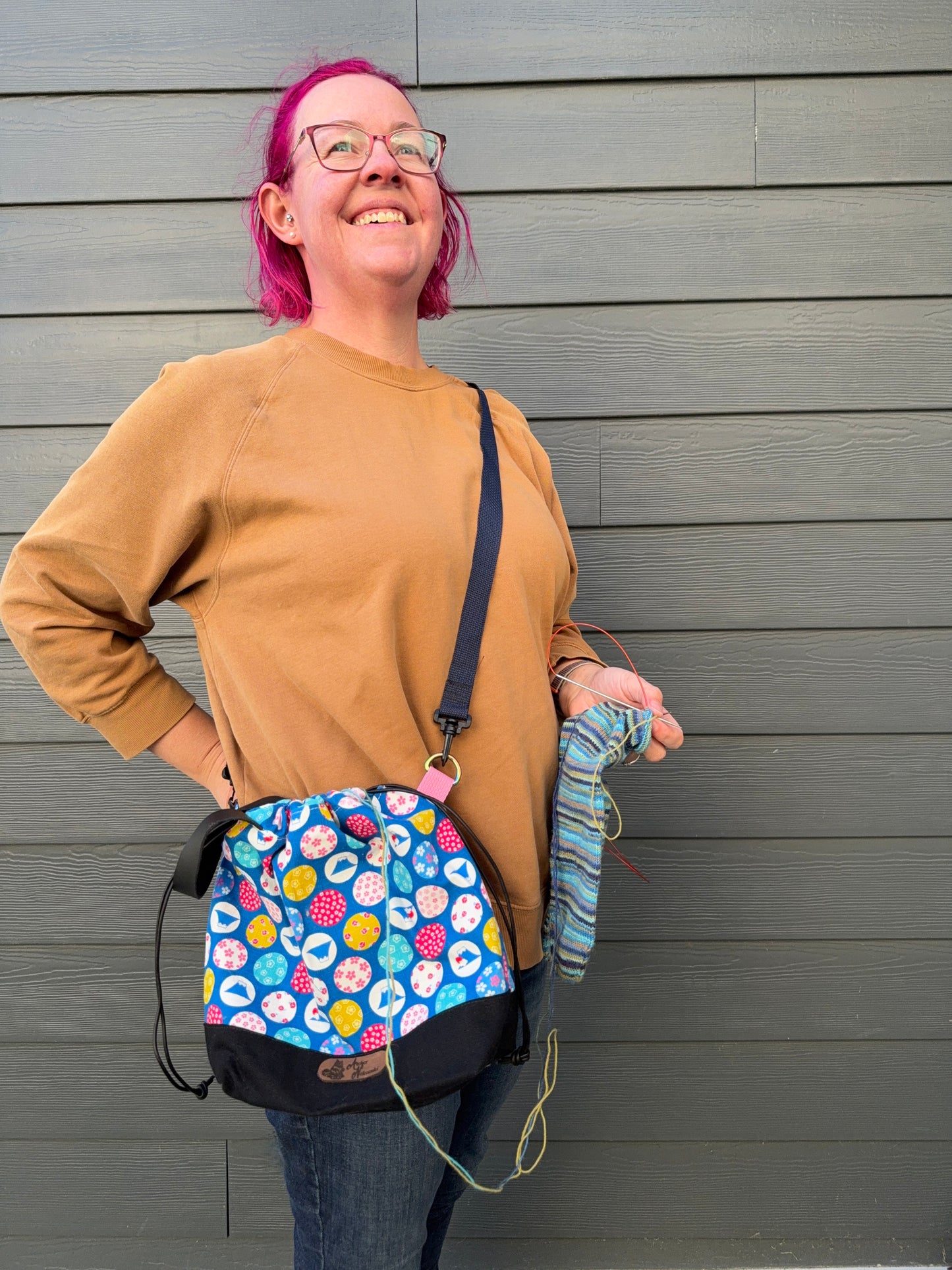 Kato Drawstring Bag | Made in Canada from Japanese Fabric | For Knitting, Crochet, and Everyday Purse Use