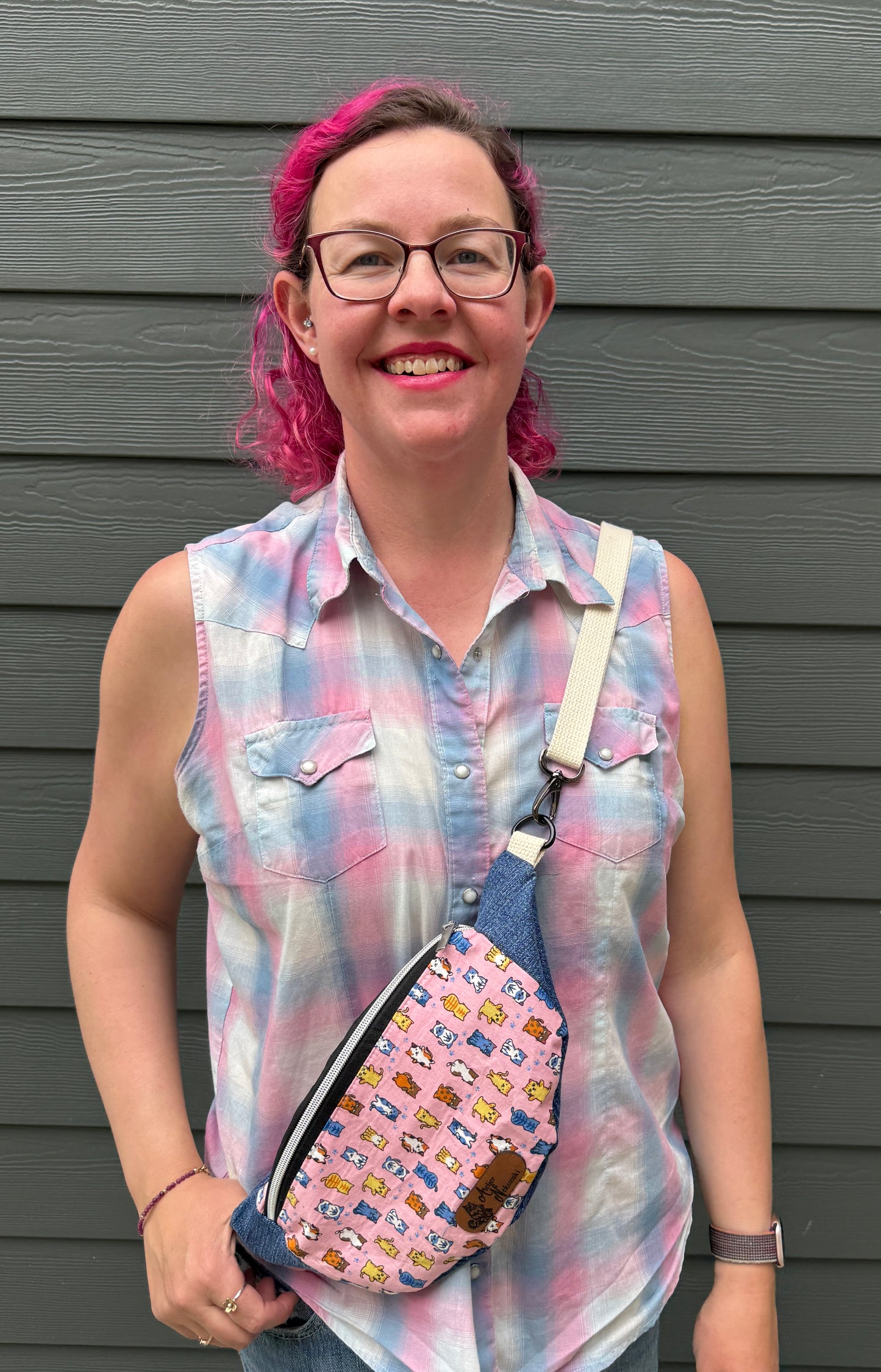 Belt Bag | Pixel Cats on Pink | Upcycled and Japanese Fabrics Paired into a Bag Small Batch Crafted in Canada