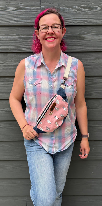 Belt Bag | Scowling Cats in Sunglasses on Pink |