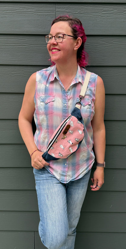 Belt Bag | Scowling Cats in Sunglasses on Pink |