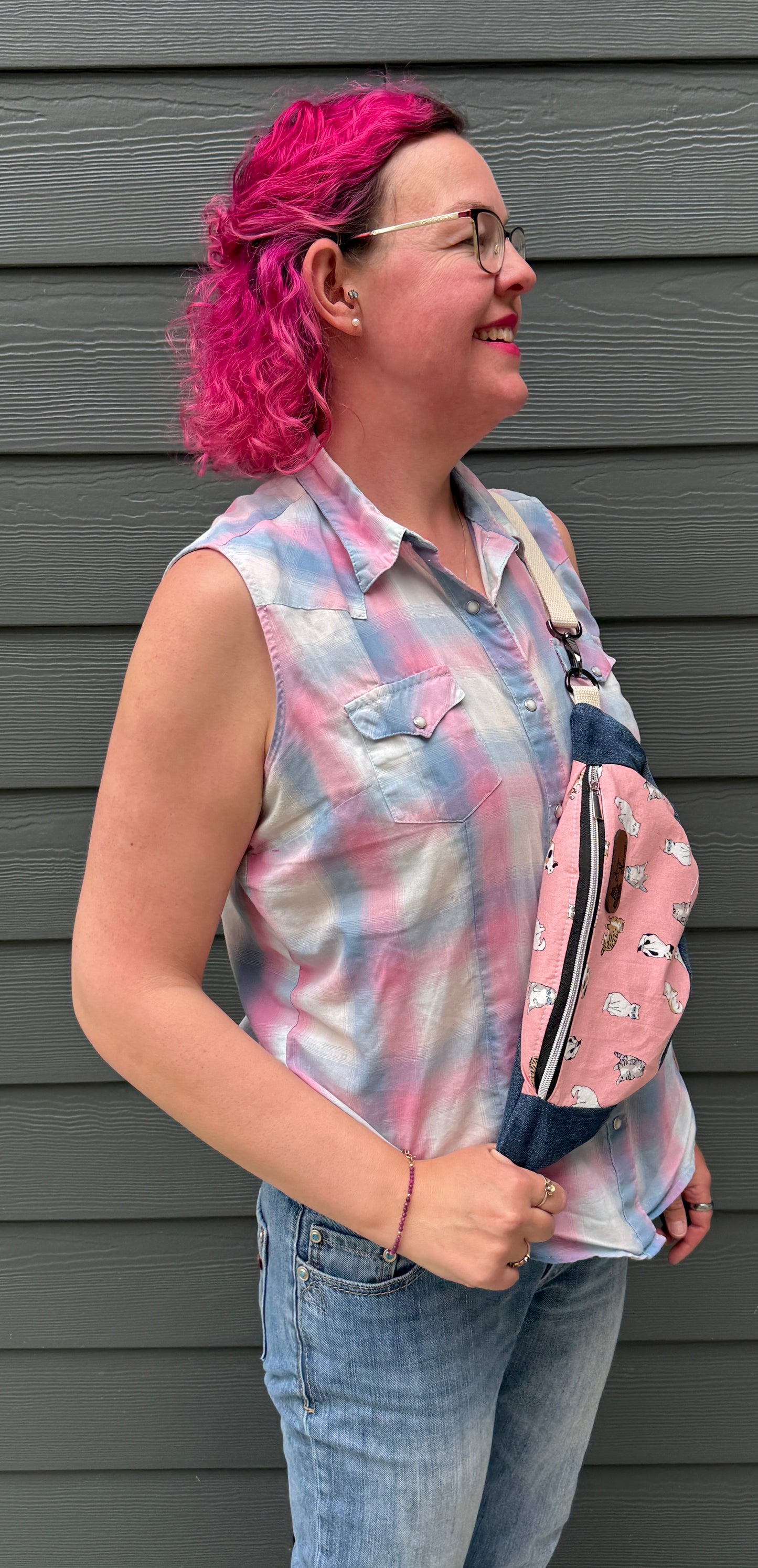 Belt Bag | Scowling Cats in Sunglasses on Pink |