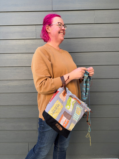 Kato Drawstring Bag | Made in Canada from Japanese Fabric | For Knitting, Crochet, and Everyday Purse Use