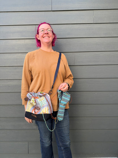 Kato Drawstring Bag | Made in Canada from Japanese Fabric | For Knitting, Crochet, and Everyday Purse Use