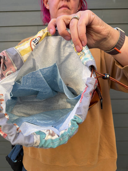 Kato Drawstring Bag | Made in Canada from Japanese Fabric | For Knitting, Crochet, and Everyday Purse Use