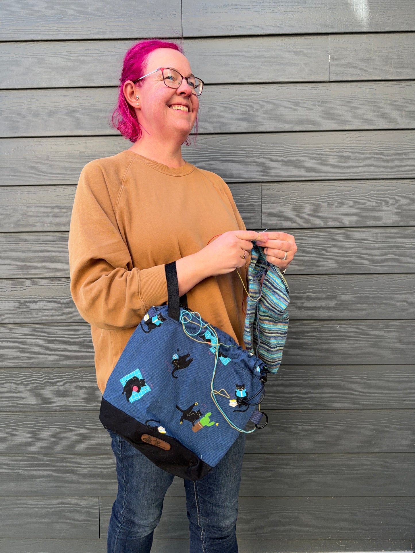 Kato Drawstring Bag | Made in Canada from Japanese Fabric | For Knitting, Crochet, and Everyday Purse Use