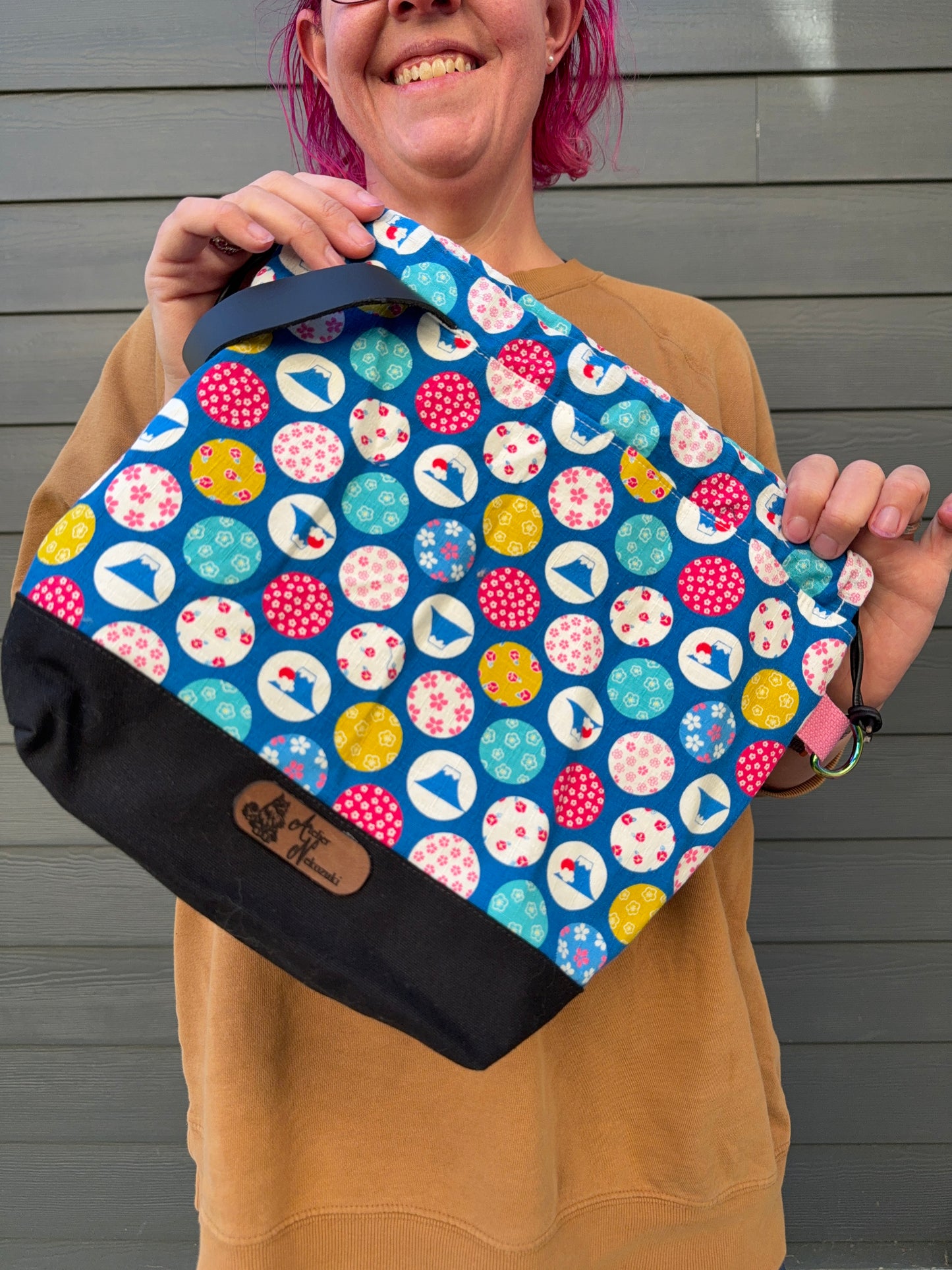 Kato Drawstring Bag | Made in Canada from Japanese Fabric | For Knitting, Crochet, and Everyday Purse Use