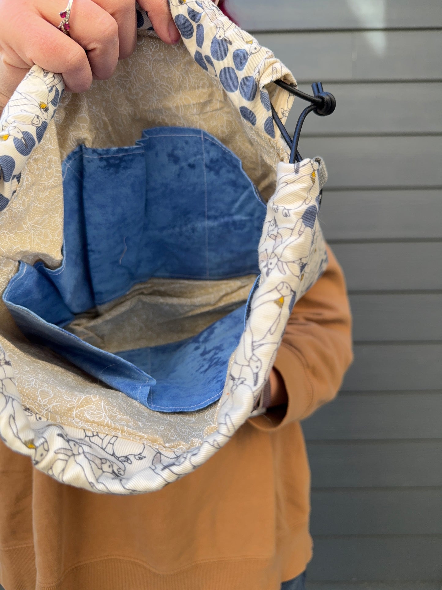 Kato Drawstring Bag | Made in Canada from Japanese Fabric | For Knitting, Crochet, and Everyday Purse Use