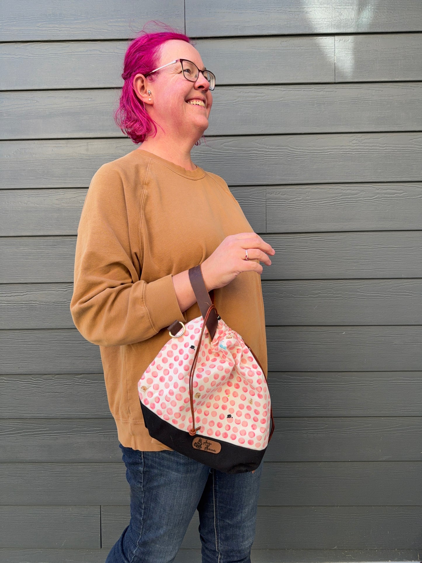 Kato Drawstring Bag | Made in Canada from Japanese Fabric | For Knitting, Crochet, and Everyday Purse Use