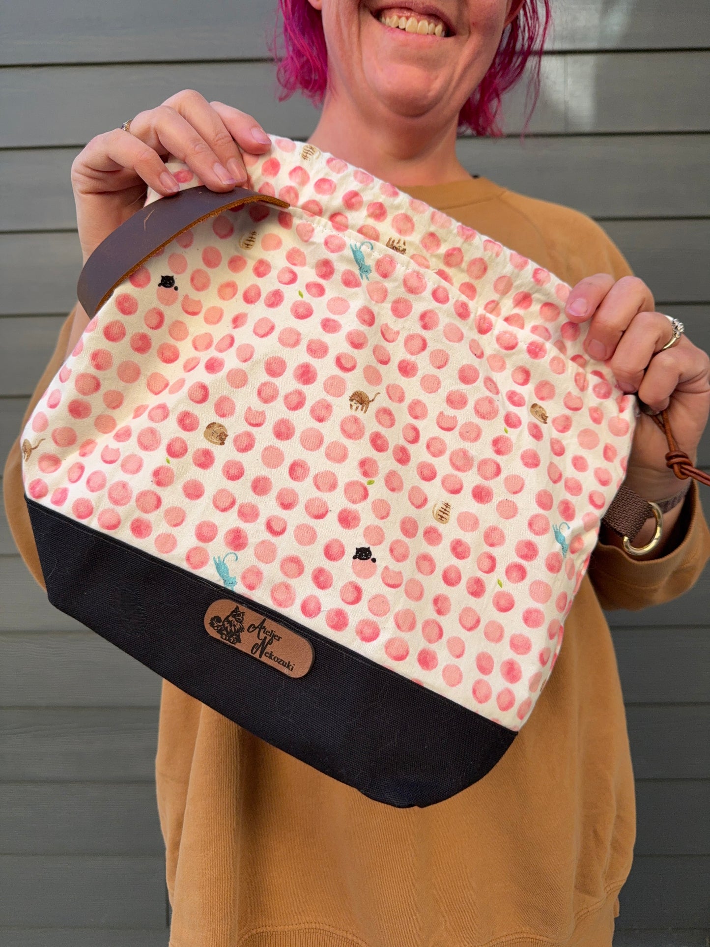 Kato Drawstring Bag | Made in Canada from Japanese Fabric | For Knitting, Crochet, and Everyday Purse Use