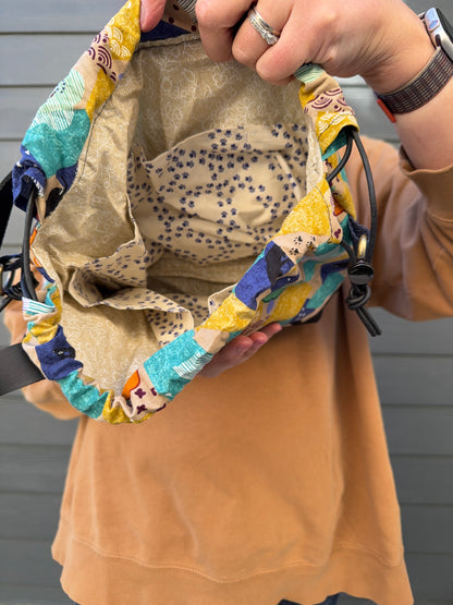 Kato Drawstring Bag | Made in Canada from Japanese Fabric | For Knitting, Crochet, and Everyday Purse Use