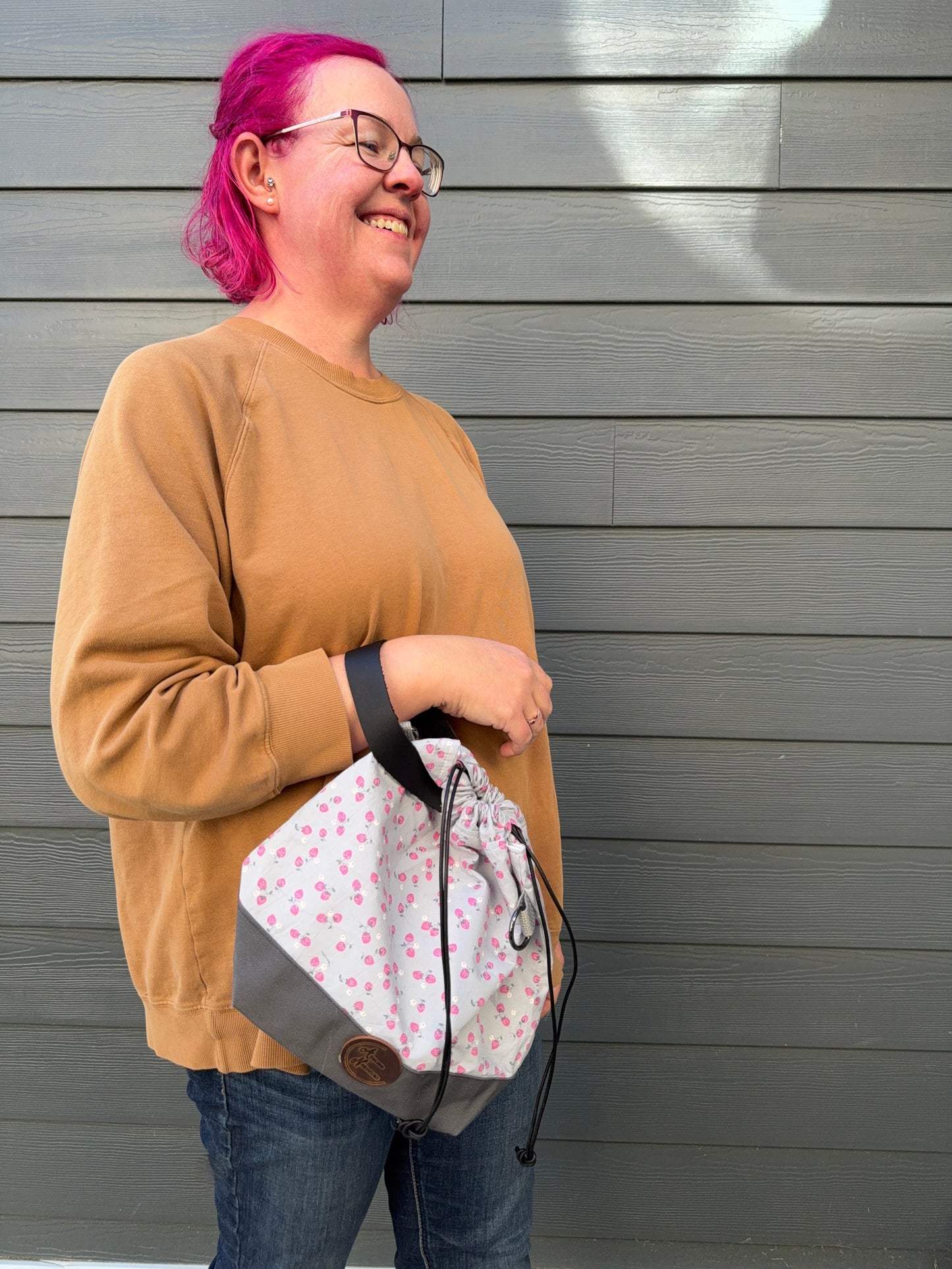 Kato Drawstring Bag | Made in Canada from Japanese Fabric | For Knitting, Crochet, and Everyday Purse Use