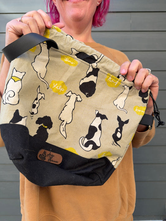 Pick Your Own | Kato Drawstring Bag | Dogs | Japanese Fabric Hand Picked in Japan and Then Handcrafted into Bags in Canada