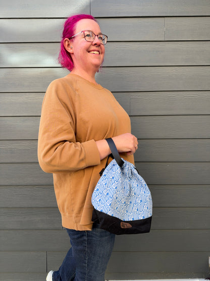 Kato Drawstring Bag | Made in Canada from Japanese Fabric | For Knitting, Crochet, and Everyday Purse Use