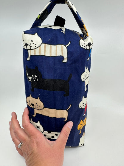 Large Box Bag | Giant Cats on Navy